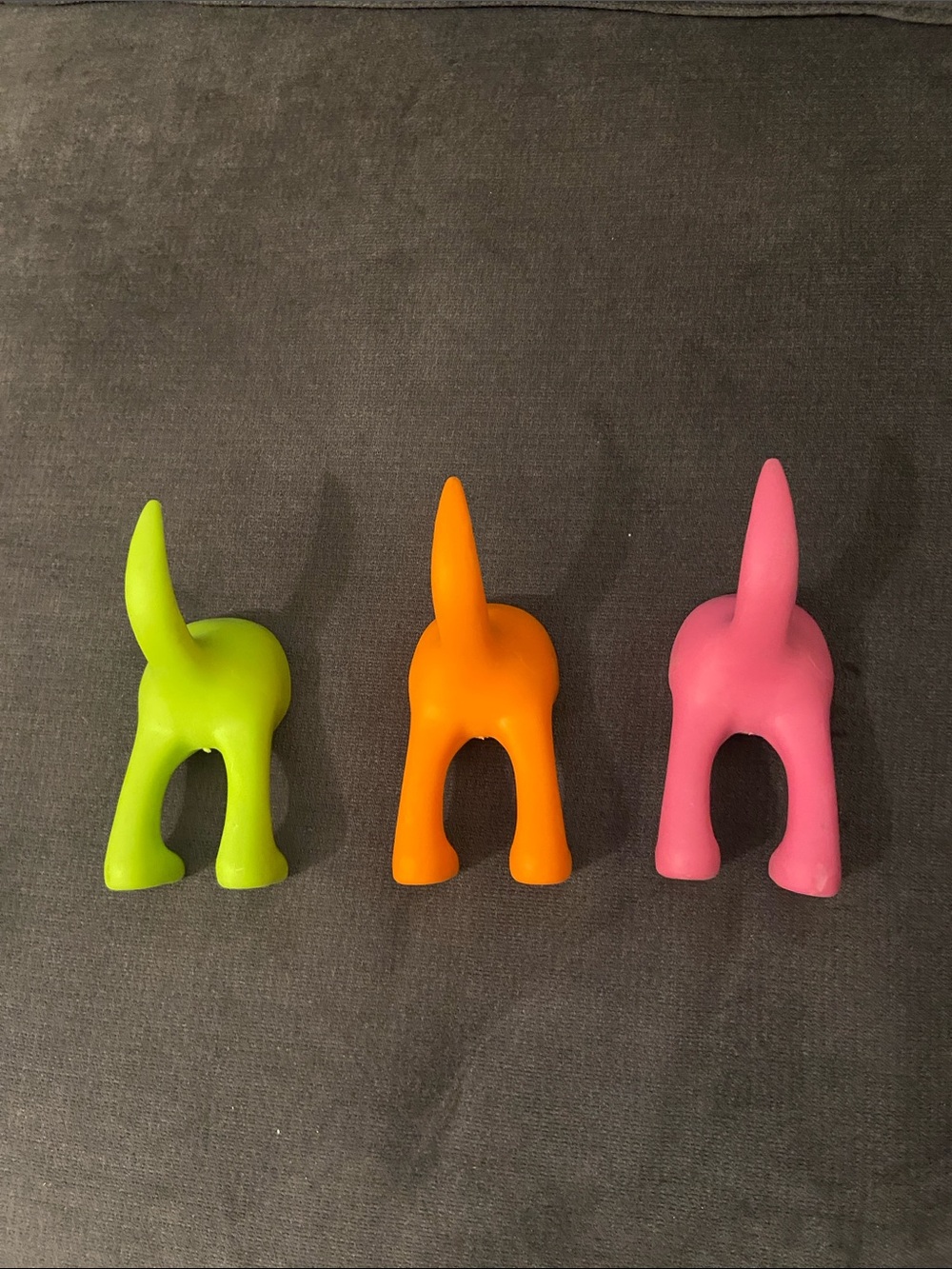 IKEA Bastis Set of 3 Dog Tail plastic Hooks in Green, Orange & Pink. Never used.